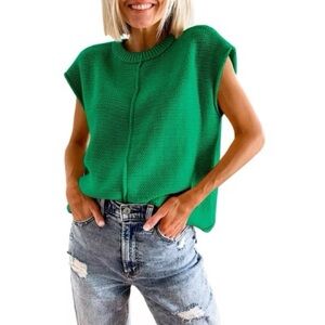 Women’s Tank Top Cap Sleeves Casual Crew Neck Loose Fit Knit Lightweight